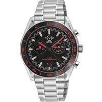 GV2 Men's Freccia, Swiss Quartz Watch, Black Dial, 316L Stainless Steel, Sapphire Crystal, & Chronograph in Silver
