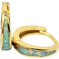 Harfi Men's Minimalist Tapered Iiridescent Opal Gold Plated Hoop Earrings in Blue