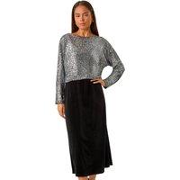 Petite Contrast Sequin Velvet Dress