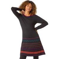 Roman Women's 2 in 1 Nordic Print Scarf Neck Knitted Dress in Orange | Size: 18