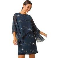 Sequin Embellished Asymmetric Overlay Dress