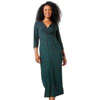 Roman Women's Petite Gathered Glitter Bodycon Maxi Dress in Green | Size: 16