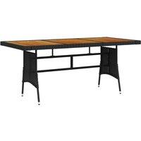 Berkfield Home Garden Table Black 160x70x72 cm Poly Rattan & Solid Acacia Wood | Size: 160 x 70 x 72 cm