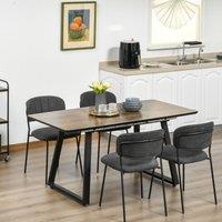 HOMCOM Extendable Dining Table Rectangular Wood Effect Tabletop with Steel in Light Brown