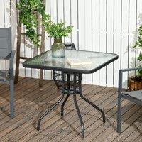 OUTSUNNY Square Patio Table, Glass Top Garden Dining Table 76 x 76cm in Black | Size: 76 x 76 cm