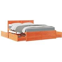 Berkfield Home Bed with Drawers & Mattress Wax Brown 140x200 cm Solid Wood Pine