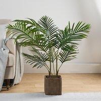 OHS Palm Leaf Tree in Basket Artificial Plant Natural Style New Home Decorative Fake in Green