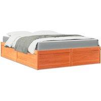 Bed with Mattress Wax Brown 140x200 cm Solid Wood Pine