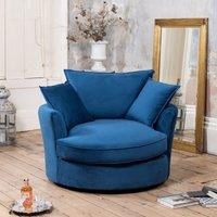 Artemis Home Havana Velvet Swivel Base Cuddle Chair in Blue