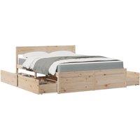 Bed with Drawers and Mattress 140x200 cm Solid Wood Pine