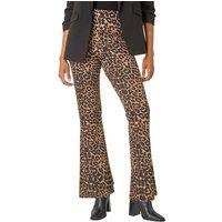 Roman Women's Animal Print Flare Stretch Trouser in Natural | Size: 12