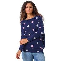 Roman Women's Spot Print Snit Top in Navy | Size: 20