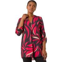 Roman Women's Abstract Cut Away Neck Top in Red | Size: 10