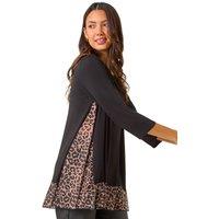 Roman Women's Animal Print Mesh Hem Tunic in Natural | Size: 14