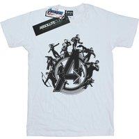 Avengers Endgame Men's Hero Circle Cotton T-Shirt in White | Size: Medium