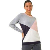 Roman Women's Colour Block Knitted Jumper in Pink | Size: 14