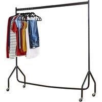 House of Home Clothes Rail Extra Strong Heavy Duty Metal With Wheels Rack 4FT Long x 5FT Tall in Black