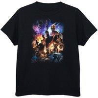 Avengers Endgame Boy's Character Montage Cotton T-Shirt in Black | Size: 9 Years