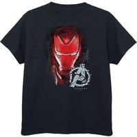 Avengers Endgame Boy's Iron Man Brushed Cotton T-Shirt in Black | Size: 9 Years