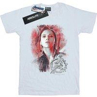 Avengers Endgame Girl's Black Widow Brushed Cotton T-Shirt in White | Size: 5-6 Years
