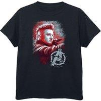 Avengers Endgame Boy's Hawkeye Brushed Cotton T-Shirt in Black | Size: 7-8 Years
