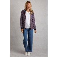 Weird Fish Women's Fisher Full Zip Stripe Macaroni Hoodie in Dusty Pink | Size: 14