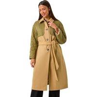 Roman Women's Contrast Quilted Collar Smart Coat in Tan | Size: 10