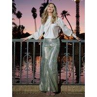 Metallic Wide Leg Trousers