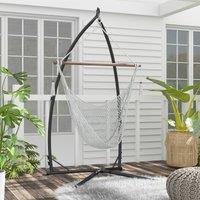 OUTSUNNY Hammock Chair Stand Metal Frame Hammock Stand for Indoor & Outdoor Use, Black