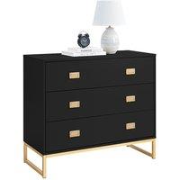 Melody Maison Large 3 Drawer Chest Of Drawers & Pair Of Bedside Tables - Elle Black Range