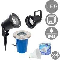 ValueLights Berwick IP65 Set of 4 Silver Outdoor Light with 5w Bulbs