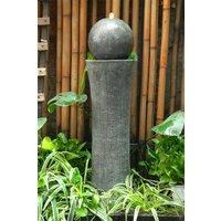 Outdoor Garden Cylindrical Polo Water Fountain with Warm Light