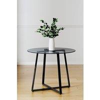 Living and Home Modern Round Table with Tempered Glass for Dining Meeting Living Room in Black