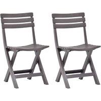 Berkfield Home Folding Garden Chairs 2 pcs Plastic Mocha in Grey