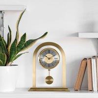 Acctim Colney Pendulum Mantel Clock Quartz Brushed Metal & Glass Energy Efficient Movement in Gold