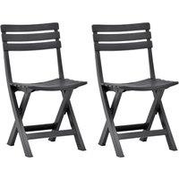 Berkfield Home Folding Garden Chairs 2 pcs Plastic Anthracite in Black