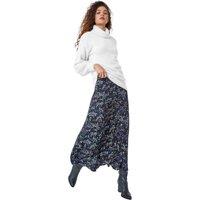 Roman Women's Ditsy Floral Stretch Elastic Waist Midi Skirt in Black | Size: 10