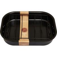 Orsina Large Black Roasting Tin With Rack, Non-Stick Carbon Steel Tin For Even Roasting, Includes Removable Rack