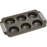 Orsina Grey Six Cup Muffin Tray, Solid Metal Non Stick Muffin Tray with Heat Resistant Handles, Muffin Cupcake Tray