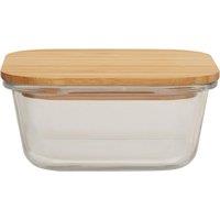 Orsina Elegant 800 Ml Glass Container With Bamboo Lid, Functional Clear Glass Container, Airtight Storage Container in Natural