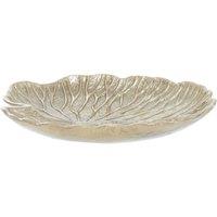 Orsina Luxurious Small Gold Finish Lotus Leaf Plate With Sculptural Detailing, Stylish Decorative Plate