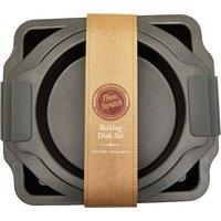 Orsina Baking Dish Set Of 3, Durable Carbon Steel Bakeware For Roasting & Baking, Non-Stick Oven Safe Dishes in Grey
