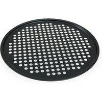 Orsina Large Non-Stick Pizza Tray, Carbon Steel Baking Tray With Air Vents For Crispy Crust, Durable Oven Safe in Black