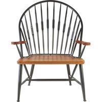 Orsina Vintage Inspired Walnut Wood & Metal Armchair, Rustic Appeal Occasional Armchair, Durable ArmChair in Brown