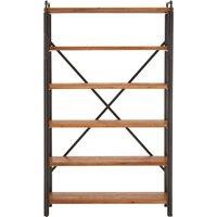 Orsina 6 Tier Storage Shelving Unit with Natural Fir Wood, Unique Metal Shelf Unit, Decorative Corner Shelf Unit in Black