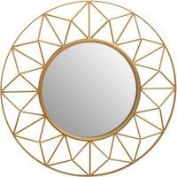 Orsina Geometric 3D Wall Mirror, Abstract Large Golden Framed Mirror, Lightweight & Durable Antique Wall Mirror in Gold