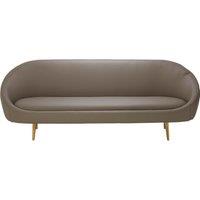 Orsina Silhouette Mink Sofa, Decorative Curved Sofa With Brown Faux Leather Upholstery, Gold Finished Couch Seat