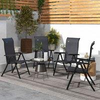 OUTSUNNY 4 PCs Outdoor Rattan Folding Chair Set with 7 Levels Adjustable Backrest in Grey | Size: 4 Pack