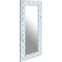 Orsina Pyramid Edged Rectangle Wall Mirror, Decorative Full Size Mirror, Bedroom Wall Mirror With Dimensional Frame in Silver