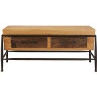 Orsina Coffee Table With Ash Wood Top & Metal Frame, Modern Table With 2 Convenient Drawers, Ideal For Compact Spaces in Natural